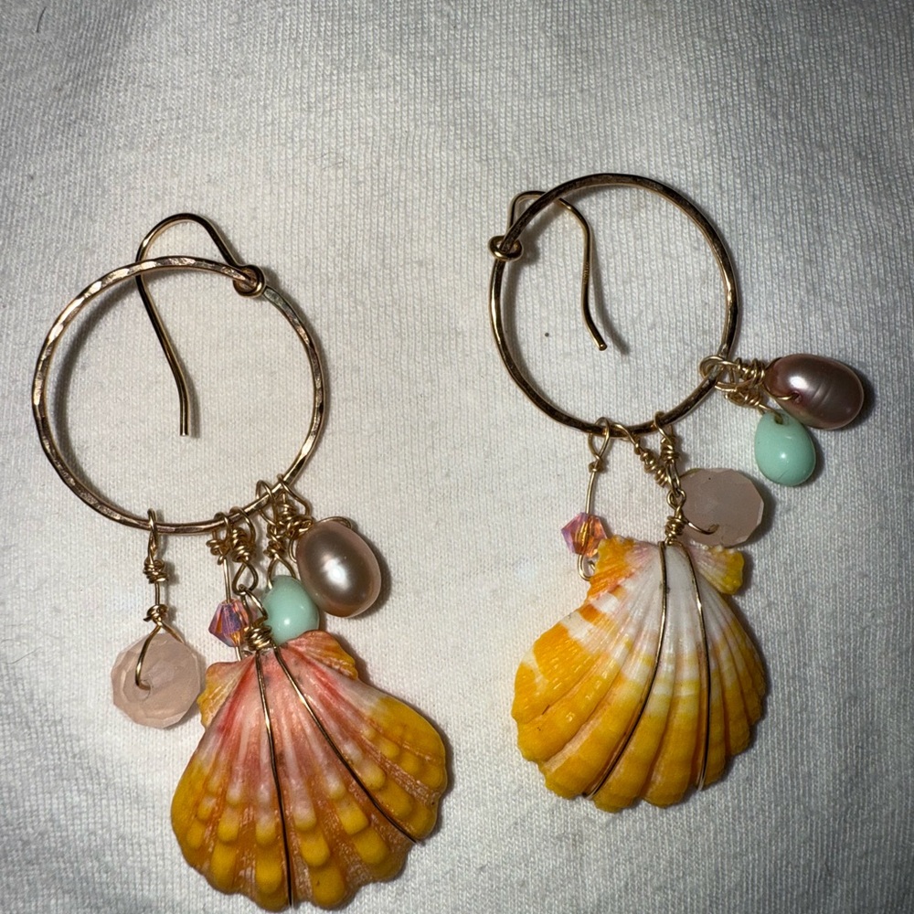 Sunrise Shell Hoop Earrings